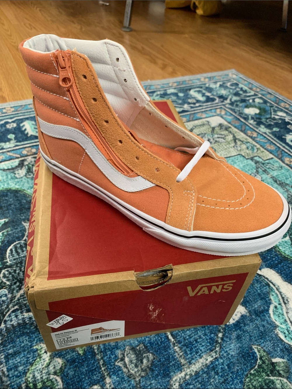 Vans new skate orange hitop sk8-hi reissue Si 8.5 grunge